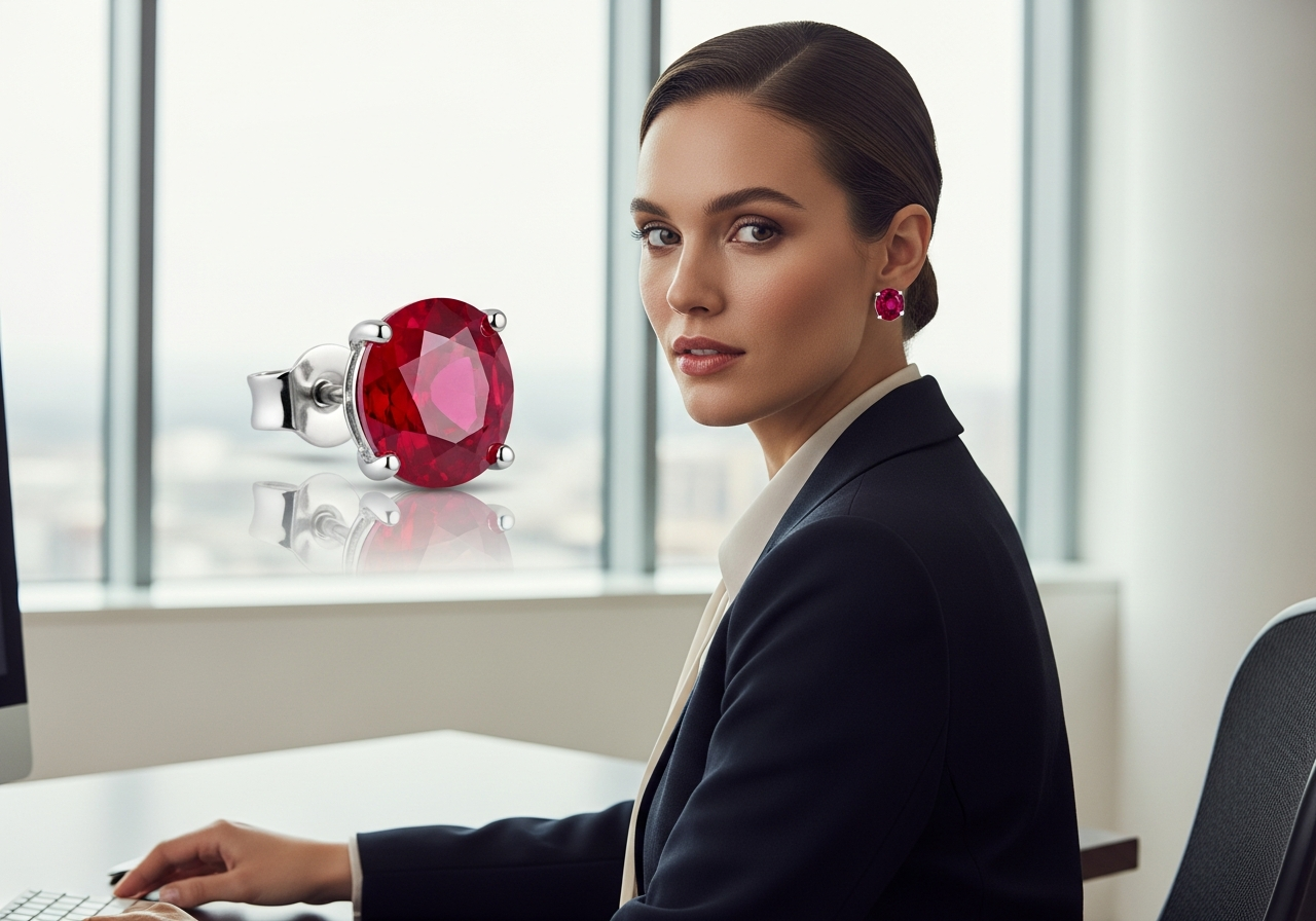 Boucles d'oreilles rubis quotidien élégant